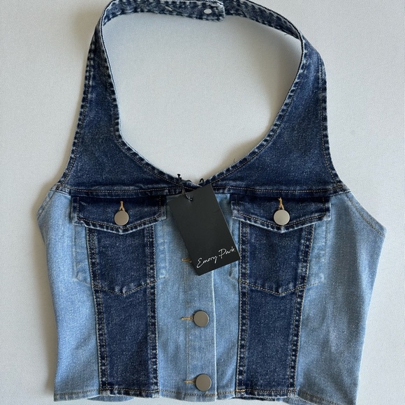 emory park Tops - NWT Emory Park Denim Halter Top
